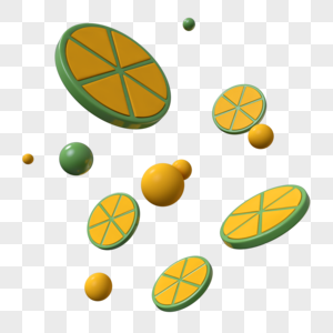 立体类柠檬片圆饼插图图片
