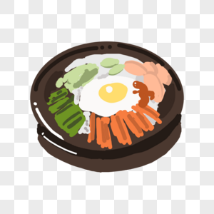 石锅拌饭美食韩国料理食物美味卡通图片