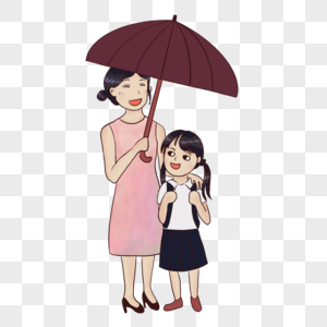 同撑一把伞的妈妈和我图片