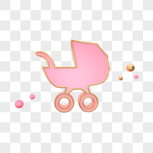 立体粉色婴儿车图标图片