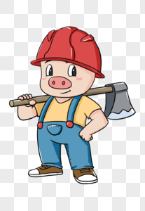 戴安全帽的小猪工人图片