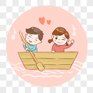 划船的情侣图片