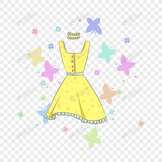 可爱夏天清新黄色连衣裙图片