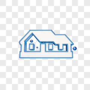 创意立体蓝色房子图标图片
