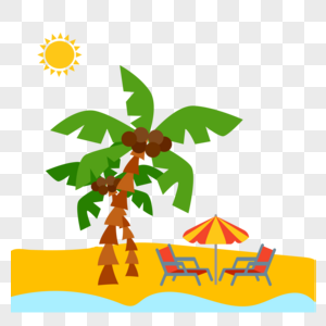 阳光沙滩椰子树沙滩椅图片