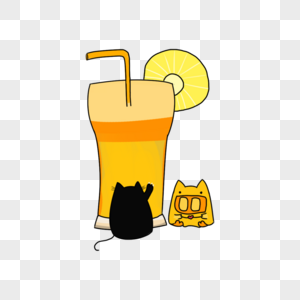 饮料杯旁的猫咪和小猪图片