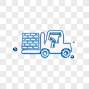 立体蓝色拉砖的拖拉机图标图片