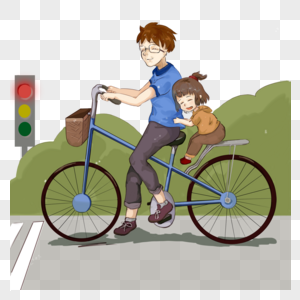 骑着带孩子玩耍的父亲图片