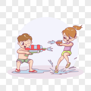 卡通水枪大战活动宣传海报高清图片打水枪高清图片拿水枪的人高清图