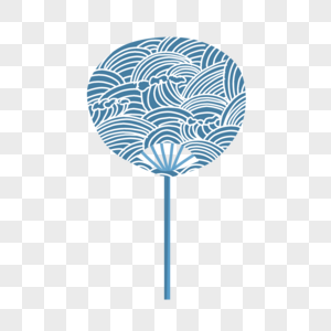 夏天古风中国风海浪线条扇子手绘图案图片