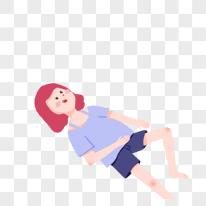 女生躺地上图片