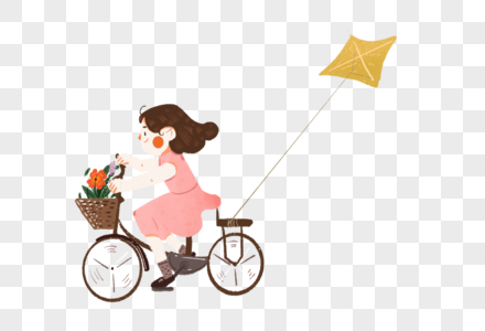 骑车放风筝的女孩图片