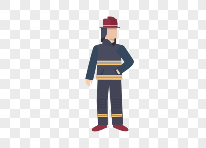 AI矢量图平面化人物消防人员警务人员图片