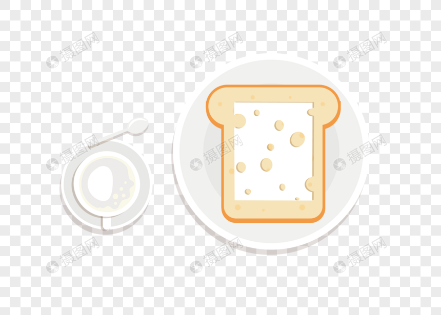 AI矢量图美味食物面包片牛奶图片