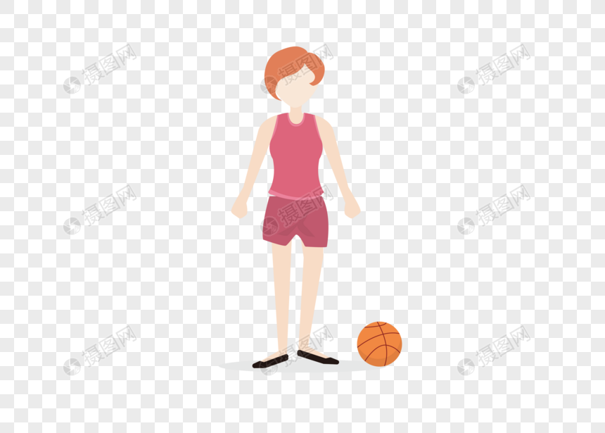 AI矢量图平面化人物篮球少女运动少女图片