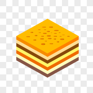 2.5D黄色三明治蛋糕插画高清图片