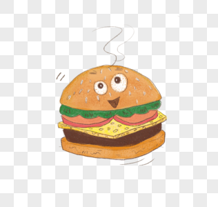 儿童插画风格汉堡快餐图片