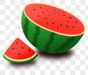 西瓜手绘手绘 切开的西瓜素材