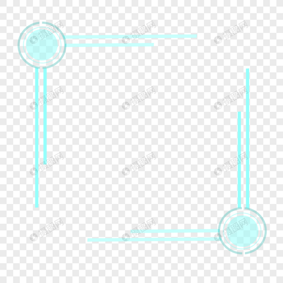 电商节科技风蓝色圆圈线条简约边框图片