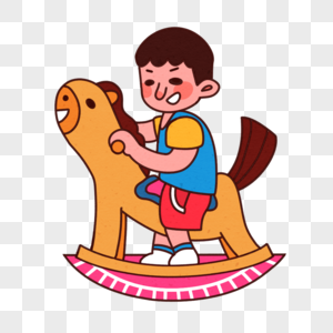 骑木马的男孩图片