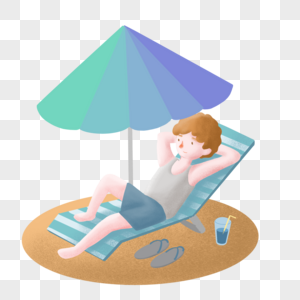沙滩太阳伞和我图片