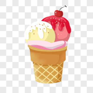夏天清凉手绘卡通冰淇淋甜筒雪糕图片