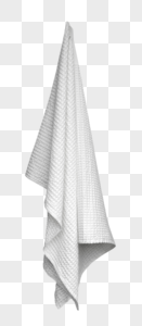 吊起的白色浴室毛巾图片
