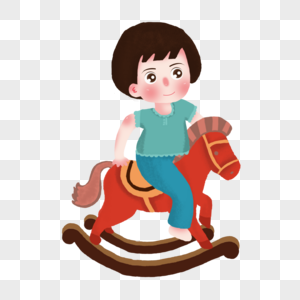 骑着木马的小女孩图片