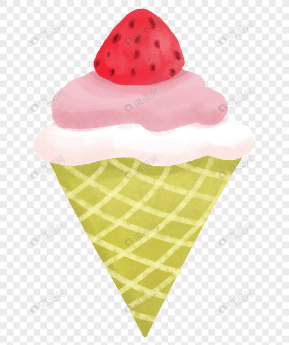 手绘卡通冰淇淋甜筒夏日主题png免抠素材图片