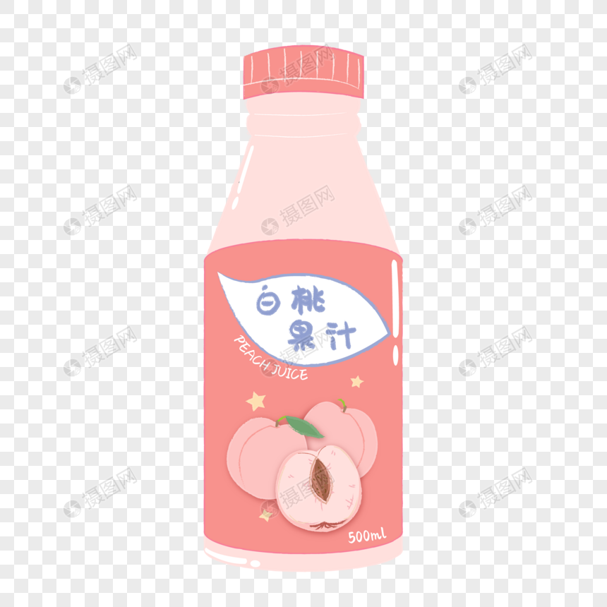手绘白桃果汁图片