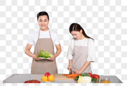 丈夫和妻子做饭图片