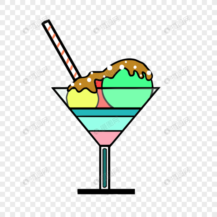 卡通可爱夏日饮品彩色冰淇淋图片