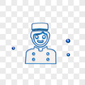 立体蓝色厨师图标图片