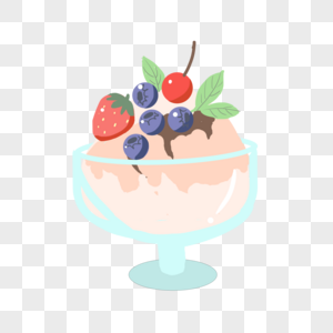 夏季冰激凌草莓蓝莓冰激凌高清图片