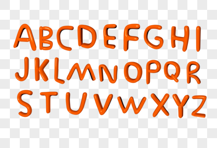 橙色泡泡立体英文字母图片