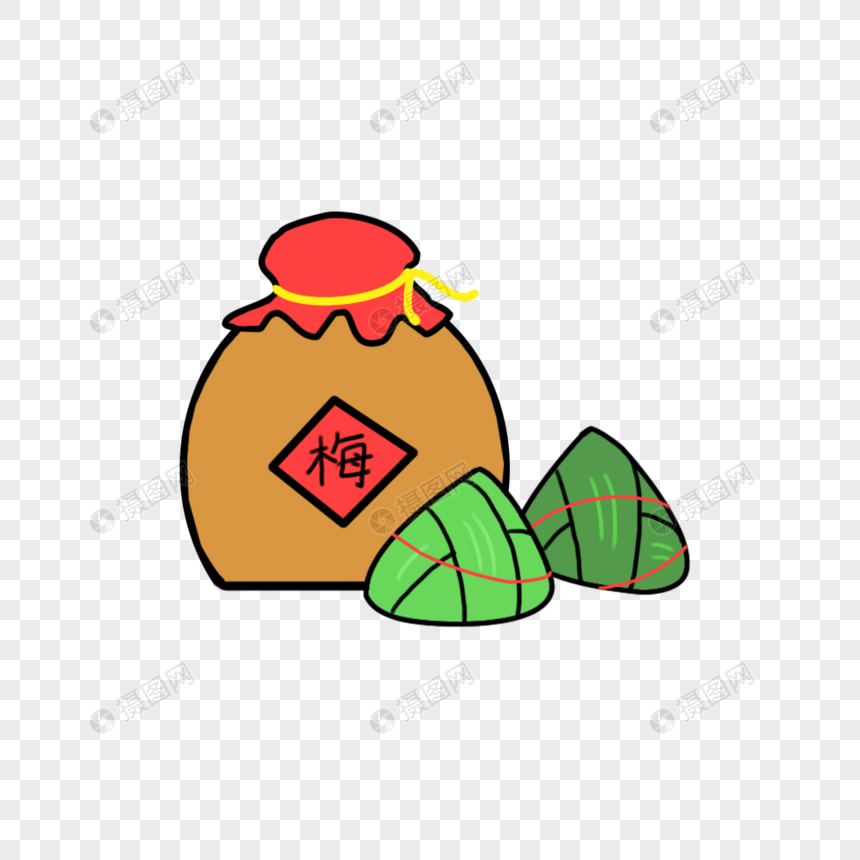 简约卡通传统节日梅子酒粽子