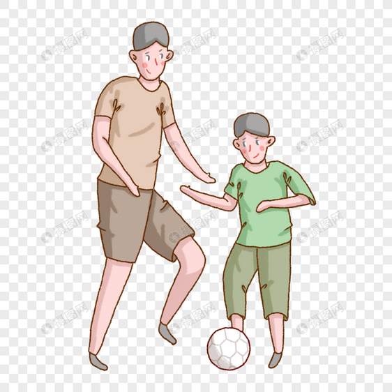 父亲节儿童节爸爸带儿子踢足球图片