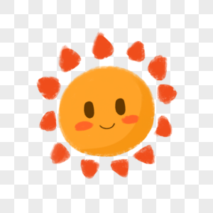橙色太阳手绘卡通太阳素材