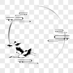 飞鹤边框黑白色飞鹤高清图片