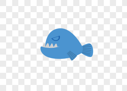 AI矢量图海底元素可爱卡通蓝色食人鱼图片