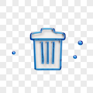蓝色垃圾桶立体图标图片