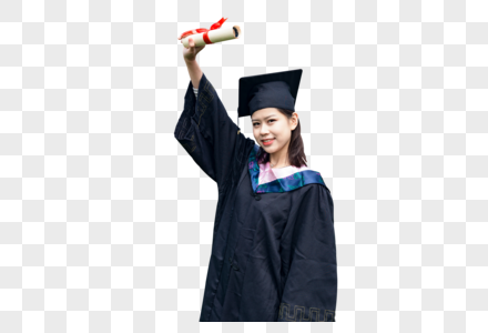 毕业学生高举毕业证图片