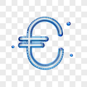 立体蓝色货币图标图片