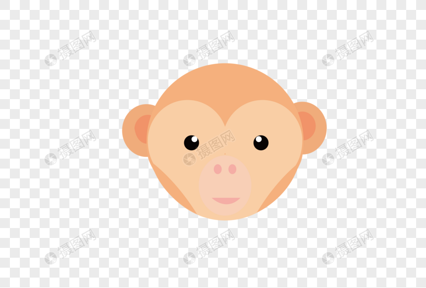AI矢量图卡通可爱动物头像小猴子图片