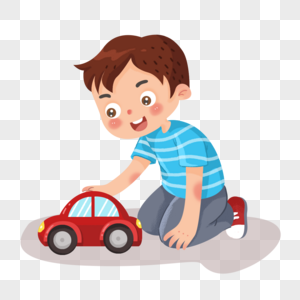 玩玩具汽车的小男孩图片