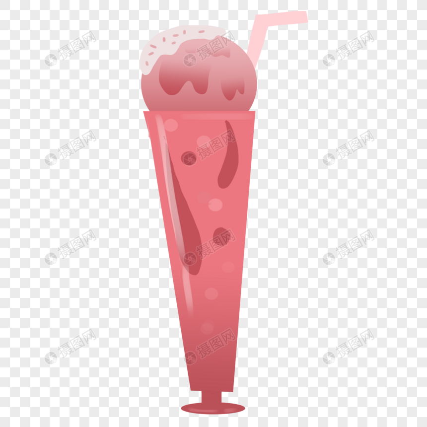 夏天冰淇淋草莓球饮料图片