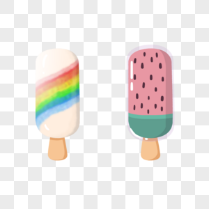 夏天的彩虹雪糕西瓜冰棒图片