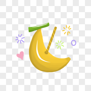 夏天饮料香蕉黄色渐变手绘装饰图案图片