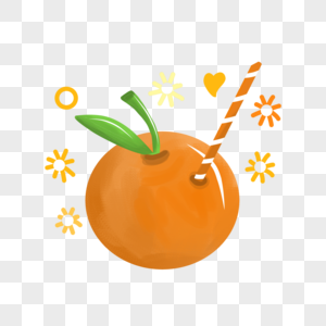 夏天饮料橘子橘色渐变手绘装饰图案图片