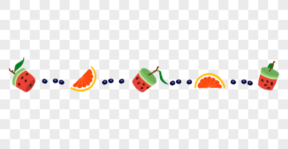 西瓜、西柚、蓝莓水果装饰元素图片